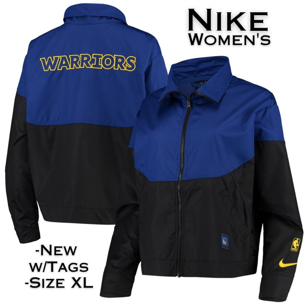 Nike Golden State Warriors Jacket Womens XL Blue Royal Courtside Full-Zip NEW